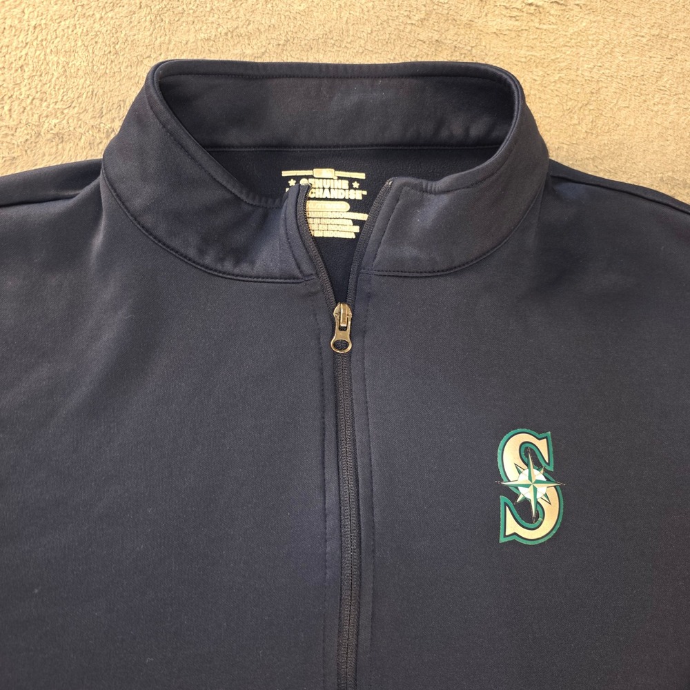 MLB Seattle Mariners Fanatics Track Jacket Mens 2XL Navy Blue Full Zip Striped